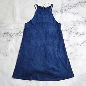 Wishlist Navy Halter Suede Dress